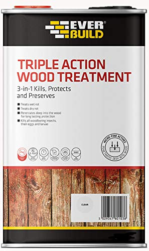 2X EVERBUILD 5LTriple Action Wood Treatment Dry & Wet Rot Kills Woodworm LJUN06