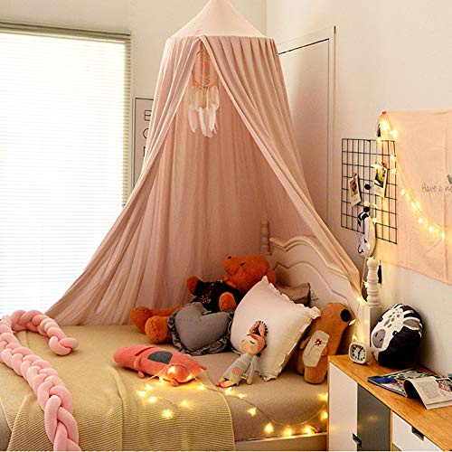Koomuao Baby Baldachin Betthimmel, Babybett Bettvorhang Hängende Rund Princess Insektennetz Moskitonetz für Kinderzimmer und Spielzimmer Dekoration, Höhe 250cm (Pink-1)