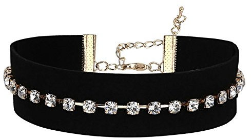 Gualiy Choker Kropfband Schwarz 4 Krallen Halskette Choker Stein Gold Schwarz Chokers für Frauen und Mädchen