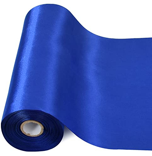 TONIFUL Breit Satinband Farbiges Stoffband für Geschenkband Öffnen des Schleifen Große Öffnung der Bänder Den Stuhl Hochzeit Party Dekoration Valentinstag Weihnachten-Blau 20cm x 20m