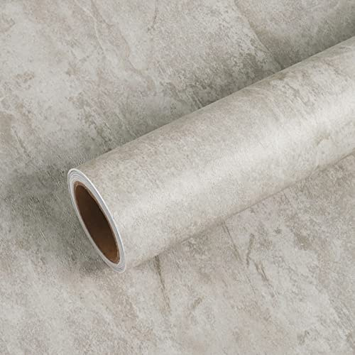 VEELIKE 15.7''x118'' Light Concrete Peel and Stick Wallpaper Concrete Countertop Contact Paper for Kitchen Backsplash Wallpaper Roll Self Adhesive Removable Cement Vinyl for Bedroom Bathroom Walls