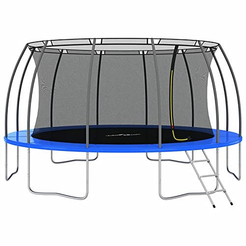 Goliraya Trampolin Set mit 3-Stufen-Leiter Regenschutz Kinder Gartentrampolin Komplettset Kindertrampolin Outdoor Rund 488x90cm 150kg