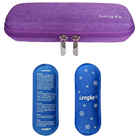EVA Custodia rigida Insulina Borsa da viaggio più fresca, Leggero e Durevole Impermeabile Piccolo Magazzinaggio Confezioni da viaggio con 2 impacchi di ghiaccio per Forniture di insulina(Viola)