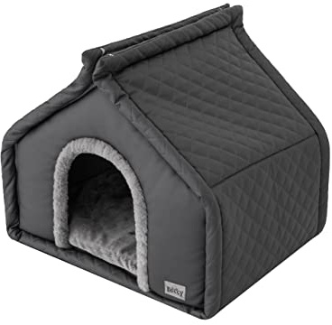 Hundehütte Katzenhütte Hundehöhle Katzenhöhle Hundehaus Katzenhaus Hütte Höhle Hundekissen Katzenkissen Haustierhütte Große R3-60 x 50 cm Graphit