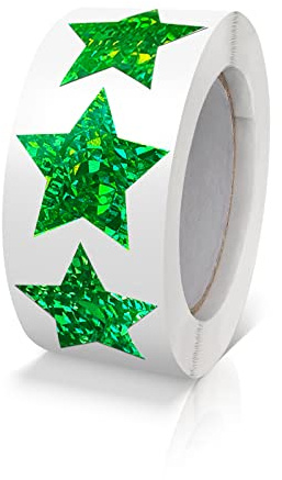 Grün Sterne Aufkleber Rolle 2.5cm Klein Selbstklebende Glänzende Etiketten Weihnachts Stern Funkelnde Aufkleber Star Sticker Sterne Glitzer Deko Scrapbooking 500 Stück