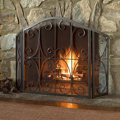 Salvachispas para la Chimenea 3 PCS panel plegable de hierro fuego, chispa de la llama de barrera, Ancho de cocción de malla metálica de seguridad Guardia chimenea for leña y carbón, cocinas, parrilla
