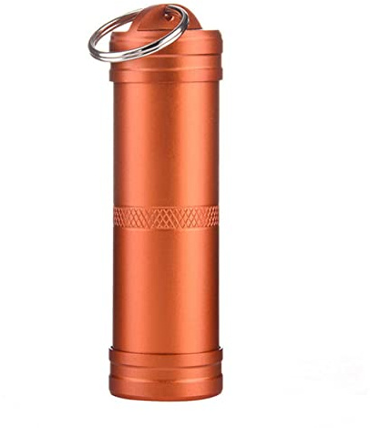 Pillendose, tragbarer Vorratsbehälter, wasserdichter Medikamentenhalter aus Aluminiumlegierung, Pillenhalter, Medizin täglich, Pillenbehälter für Männer und Frauen, Outdoor, Reisen, Camping (Orange)