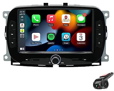 BOOMBOOST Car Stereo Android 11 Compatible for Fiat 500 2016-2019 with Wireless CarPlayer Android Auto, 7 Inch 2 Din Touch Screen Car Radio Support Bluetooth/FM/WiFi/GPS/Mirror Link+Android DVR