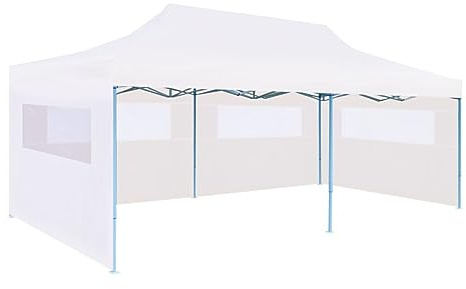 GuyAna Pop-Up Partyzelt mit Seitenwänden Faltbar 3 x 6 m Stahl Weiß Pavillion Partyzelt Faltbar Pavillion Klappbar