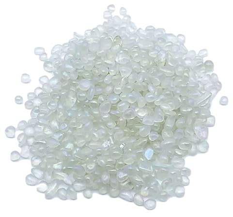 DECORN Éclats de Cristal de Pierre de Lune Grise 2,2 LB, Pierres Précieuses de Reiki en Cristal Concassé Naturel, Pierres de Guérison Irrégulières Pierres de Guérison Maison Jardin Gravier,9-12mm