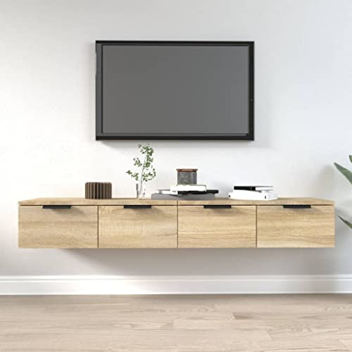 BaraSh Wandschränke 2 STK. Sonoma-Eiche 68x30x20 cm Holzwerkstoff HäNgeschräNke FüRs Bad Schrankaufsatz