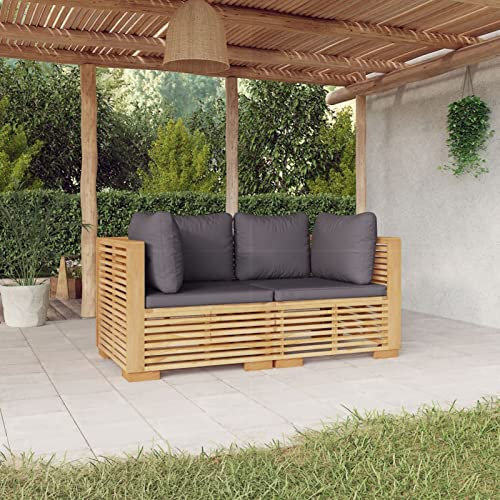 Homgoday 2 STK. Garten Ecksofa Modular Gartensofa Sofa Lounge Gartenmöbel Einzelsofa Loungesofa Sessel Ecksessel Balkon Terrasse Garten Massivholz Teak#1