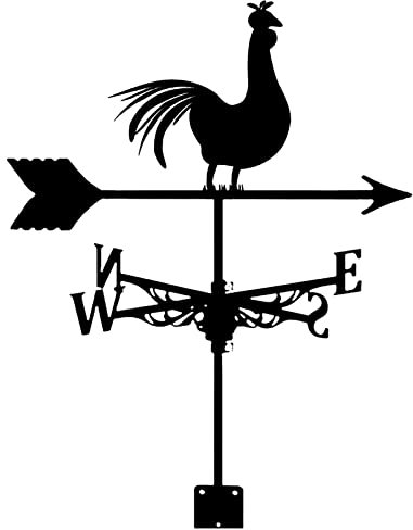 Veleta con Silueta de Gallo, Veleta clásica, Pintura en Aerosol anticorrosión, indicador de dirección del Viento de Metal para jardín, Patio Exterior, Garaje, Granero