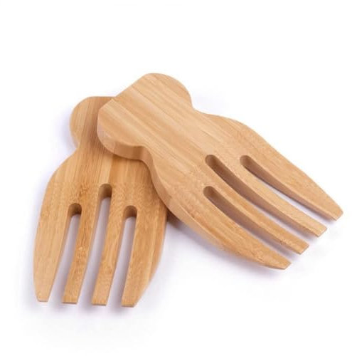 Bamboo Salad Hands, Bamboo Salad Server Set, Wooden Salad Server, Perfect Tool to toss and Serve Salad, Bamboo Kitchen Helper