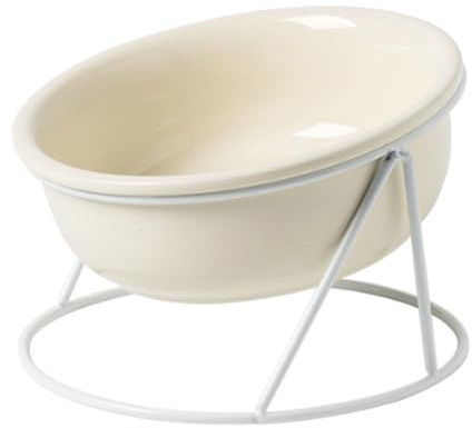 Bols pour Chat, Bols pour Chat en Céramique élégants Et Polyvalents De 300 ML, Conception Surélevée, Protection de la Colonne Cervicale, Bol De Nourriture Et d'eau Surélevé pour Chat(Blanc crème)