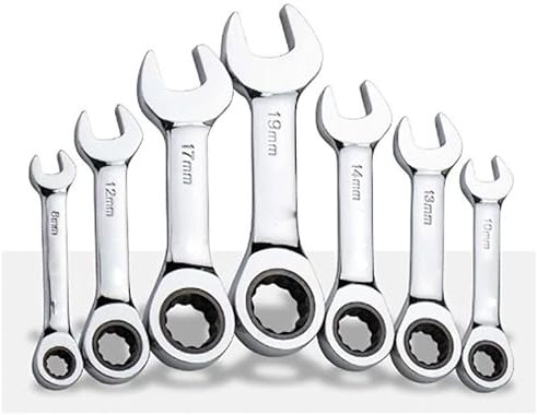 SchraubenschlüSsel Set 1 Stücke 6mm-19mm Reversible Kombination Stubby Einzelschlüssel Stubby Kombination 72 Zahn Ratsche Steckschlüssel Mutter Reparaturwerkzeuge SchraubenschlüSsel ( Color : 14PCS )