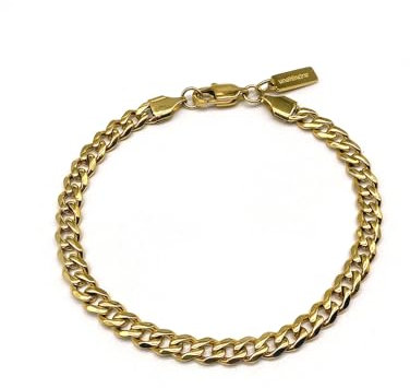 UNSHINEBAR Elegantes Cuban Armband für Herren und Damen - Streetwear Panzerketten Armband aus Edelstahl und 18K Gold - Wasserfestes Armband in 5mm Breite (Gold, 18)