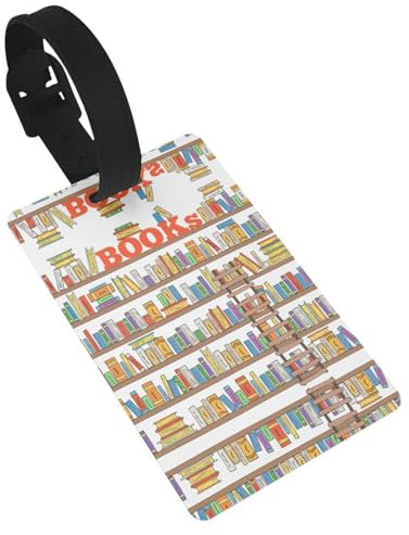 Funny Book Shelves Collection and Ladder Print Suitcases Tags Amusing Travel Backpack Tags Identifiers with Name Address Baggage Tag