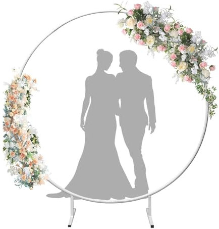 HJXGQJM DIY Metall Runde Ballon Bogen Girlande,Gold Traubogen Hochzeit，Hochzeitsbogen, Luftballons Geburtstag Bogen FüR Party Deko, Hochzeitsdeko, Luftballon Girlande Ballon Ständer(White,150cm)