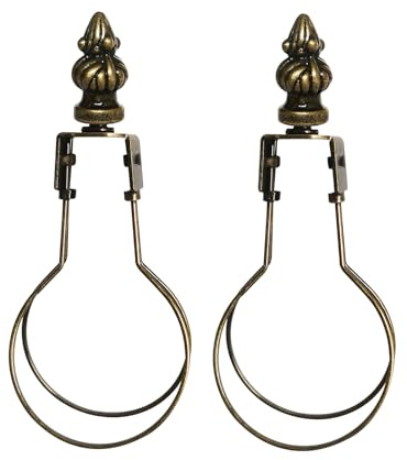 GY & CK® Antique Brass Clip On Lampshade Adapter Lamp Shade Light Bulb Clip Adapter Includes Decoration Finial, Spring Clip for Light Bulb