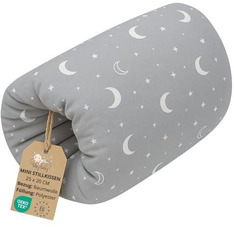 Totsy Baby Cojin Lactancia Bebe 20 cm - Cojín de Manga o Brazalete para alimentación del bebé Pequeño Almohada por niñas y niños Cojines Embarazada Dormir y Lactancia Oeko-Tex Lunas