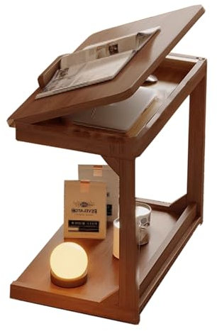 Überbetttisch mit Rollen Abnehmbarer Nachttisch, Einfacher Kleiner Computertisch, Klappbarer Sofabeistelltisch, für Schlafzimmer, Wohnzimmer(Brass,60 * 40 * 63CM)