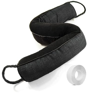 Heavy Duty Door Draft Stopper-Weighted Door Bottom Weather Stripping Noise Blocker (Black, 32 inch)