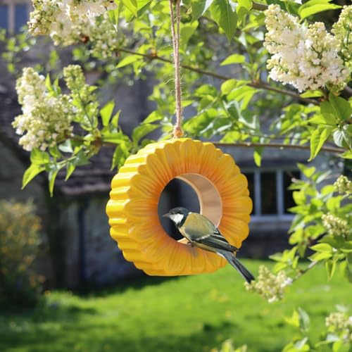 Vogelfutterstation Sonnenblume Keramik Hängend Garten Dekor Gelb