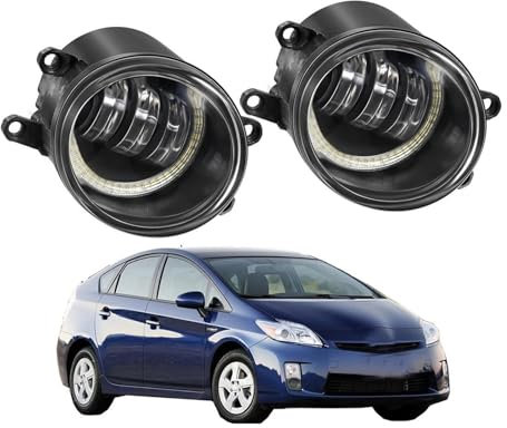 ODKBFG Phare Avant 2 X Ensemble De Phare Antibrouillard Œil D'ange Pour Toyota, Pour Prius 2009 2010 2011 2012, Lentille LED, Feu De Jour DRL 30W H11 12V Feux Avants(Jaune)