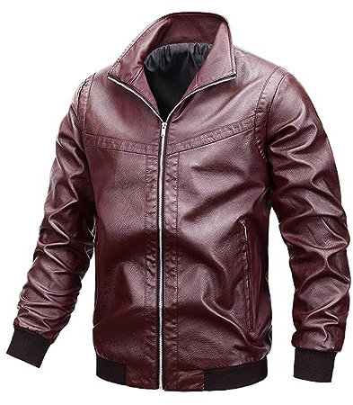 Blousons de moto vintage pour hommes, veste universitaire décontractée en simili cuir avec col montant, manteaux rétro, coupe ajustée, cardigan coupe-vent, vestes en cuir PU, manteaux fins, 5XL,
