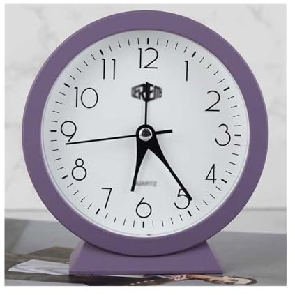 GBEVAUEIO Réveil Réveil analogique Rond Super Silencieux sans tic-tac for étudiant, for Bureau, Salon, école, Chevet, Bureau, Horloge décorative à Piles Reveille(Purple)