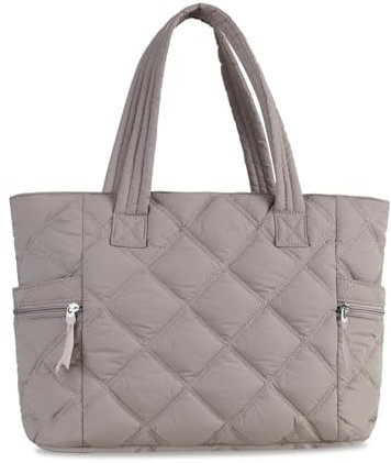 Prite gesteppte Einkaufstasche für Frauen Große Puffer Reise Umhängetasche Handtasche Leichte flauschige Lehrerin Krankenschwester Tasche für Arbeit, Fitnessstudio, Schule