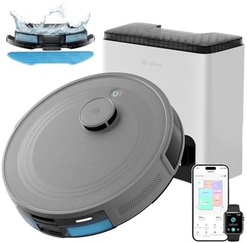 LEFANT M2S Plus Robot Aspirapolvere Lavapavimenti con Mappatura, 10000Pa, 240 Minuti, Navigazione Laser dToF, Evitamento Ostacoli PSD, Controllo APP/Alexa, Pulizia Personalizzata, Grigio