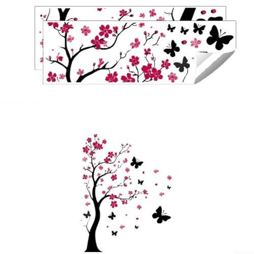 Pflaumenblütenzweige mit eleganten Schmetterlingen Wandtattoos für Heimdekoration, selbst-PVC