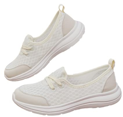 Scarpe Ortopediche Comode con Suola Morbida in Rete, Sneakers Casual Leggere E Traspiranti da Donna, Scarpe Casual Facili da Indossare, Ballerine con Supporto Plantare (White,37EU)