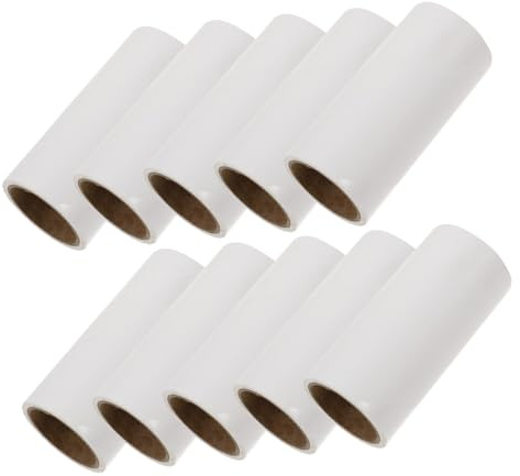 HEMOTON 10pcs 600 Sheets Extra Sticky Lint Roller Refill Rolls for Pet Hair Removal, White 10cm Sticky Sheets for Carpets, Clothing, Furniture – Bulk Replacement for Pet Hair Remover