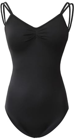 SDIUAKBV Ballet Adulto Mallot de Danza Maillot de Ballet con Tirantes Finos for Mujer, Maillot de Bailarina, Camisola, Maillot de Ballet, Maillot de Baile Sexy Negro for Adultos(Black,L)