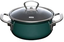 Riess, 657-007, Kasserolle mit Glasdeckel ø20cm, Teal, Emaille, Vol. (rec.): 2,0 Liter, Made in Österreich, LBH: 28,1x21,9x16,6cm, 1,470kg, Induktionskocher kompatibel, Gasherd geeignet, Ofenfest