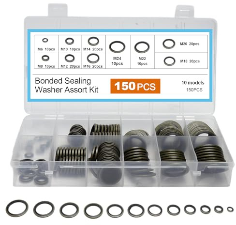 150 pcs arandela carter aceite: surtido de anillos de sellado y juntas tóricas con arandelas de goma y cobre para tapón de drenaje de aceite para reparación de automóviles y sistemas hidráulico