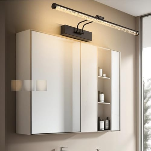 GZZBMY LED Spiegelleuchte Bad Wandleuchten 3 Farbtemperaturen Dimmbar Wasserdicht Wandlampen 180° Einstellbar Faltbar Wandbeleuchtung für Wohnzimmer Badezimmer Spiegelschrank (Schwarz,80cm)