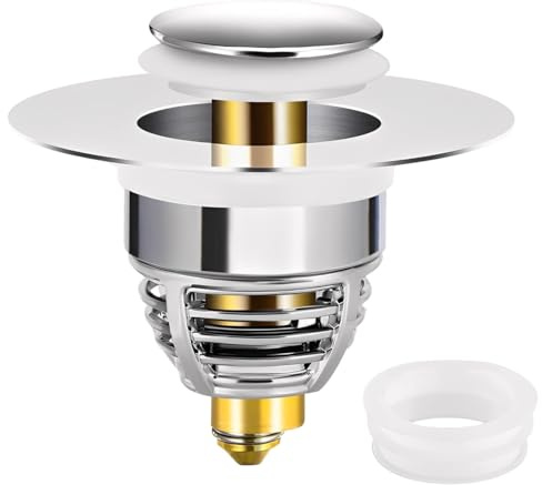 VRYNDH Tappo Lavandino Universale con Filtro Integrato - Adatto per Scarichi 3.2-4.8cm, per Vasca, Lavello e Doccia - Antiodore e Resistente