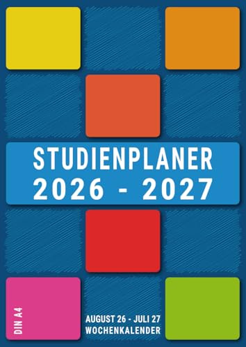 Studienplaner 2026/2027: Din A4 , August 26 bis Juli 27 , Hausaufgabenheft Gymnasium Hauptschule Realschule mit Datum für Mädchen und Jungs , Deutsch