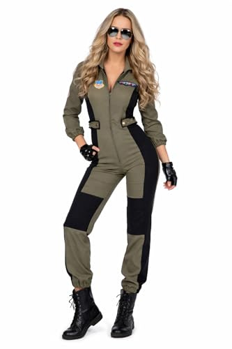 MIMIKRY Costume da pilota, da donna, con occhiali, da pilota, da combattimento, da pilota, da pilota, da combattimento