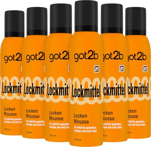 got2b Lockmittel Schaumfestiger (6x 250 ml), Locken Mousse mit Halt 3 natürlich gewelltes, lockiges und coily Haar, für definierte Locken und Sprungkraft, mit bis zu 96 h Anti-Frizz-Wirkung