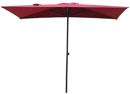 YAVYAV Demi-Parasol Rectangulaire 2.5 M Pour Balcon Et Terrasse, Protection UV 50+, Hauteur Réglable, Manivelle Pratique, Idéal Petits Espaces, Acier Robuste, Gain De Place(Red)