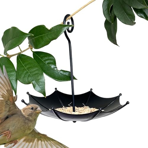 Mangeoires à oiseaux d'extérieur - Plateau suspendu en forme de parapluie | Station d'alimentation décorative réglable pour volailles | Support durable pour nourriture pour petits oiseaux