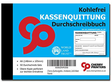 Cherry Quittungsblock A6, Selbstdurchschreibend, 2x50 Blatt