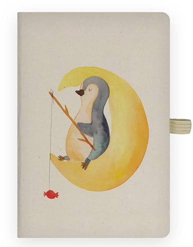 Mr. & Mrs. Panda DIN A6 Baumwoll Notizbuch Pinguin Mond - Geschenk, Kladde, müde, Schlafzimmer, Schreibheft, Nachtruhe, Angel, Eintragebuch,