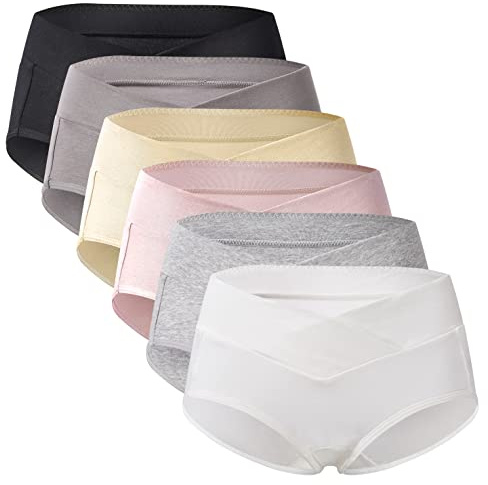 Mama bomull kvinnors under The Bump moderskap trosor graviditet postpartum moderskap underkläder multipack, Klassiska korsstilar – flerfärgade-a 6-pack, M