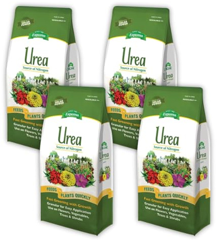 Espoma Urea Nitrogen Fertilizer 45-0-0, 4lb. Bag; Promotes Growth in All Flowering Plants, Trees, Shrubs, and Vegetables. Granular for Easy Application. Pack of Four.
